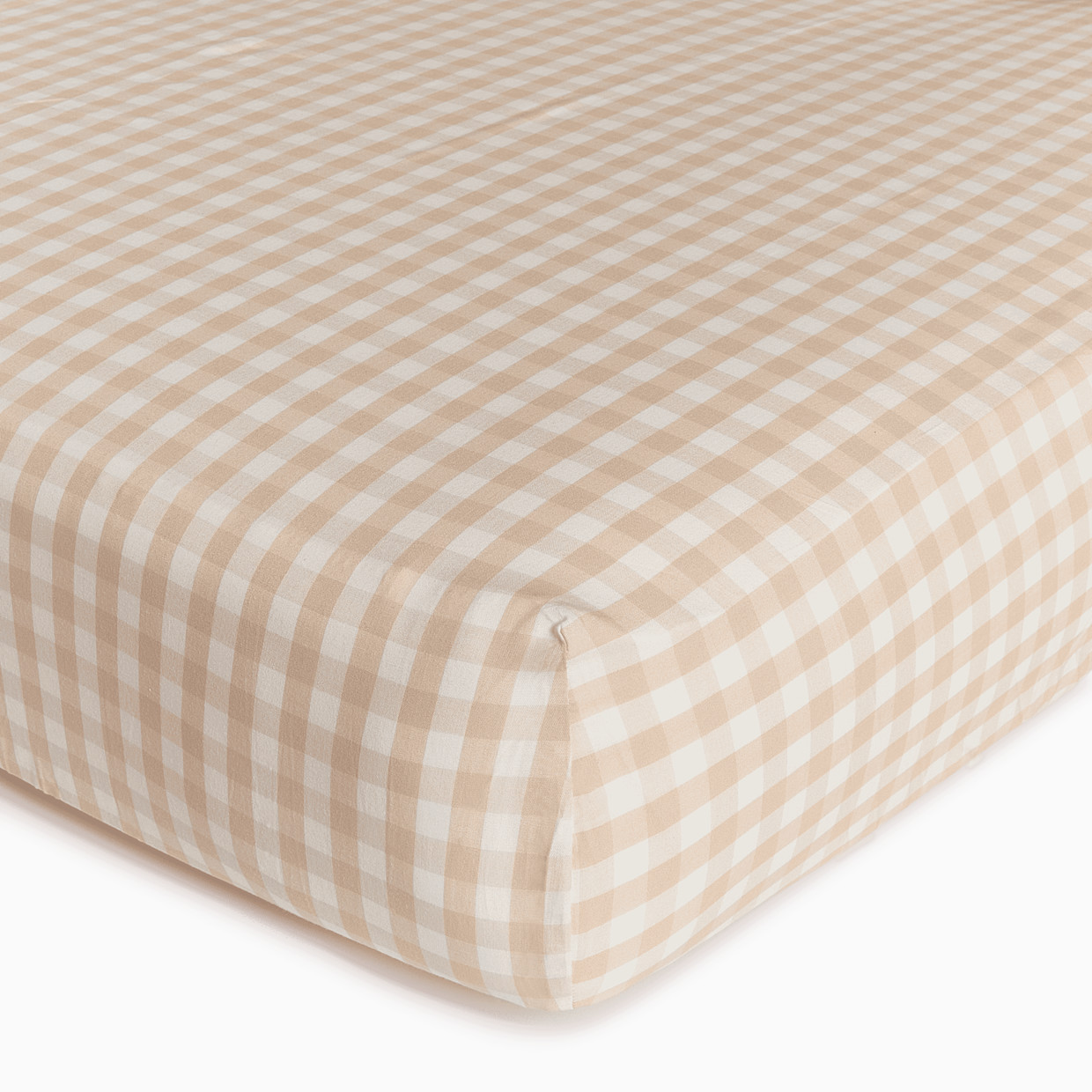 Soundly Percale Organic Crib Sheet - Tan Gingham.