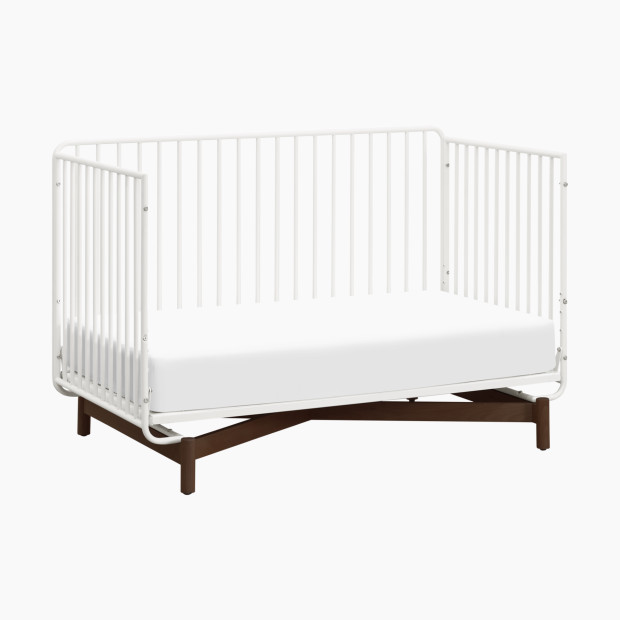 babyletto Bixby 3-in-1 Convertible Metal Crib - Warm White/Walnut.