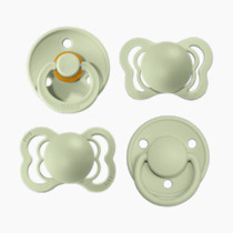 BIBS Pacifiers – Try-it Collection | Includes Colour, De Lux, Couture and Supreme Pacifiers | BPA-Free Natural Rubber & Silicone | Made in Denmark | Sage | 0 to 6 Months