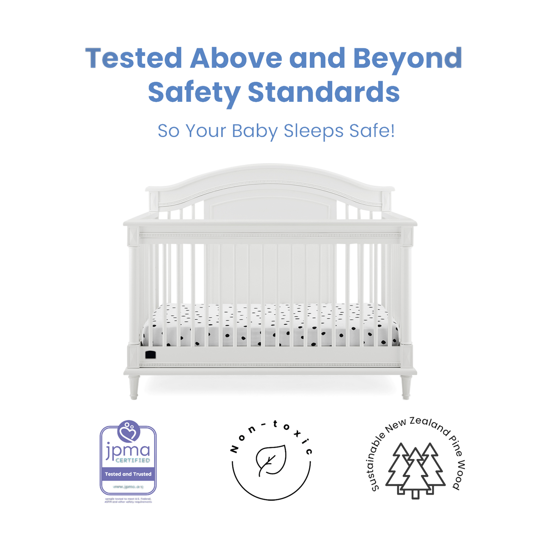 Simmons Kids Juliette 6-in-1 Convertible Crib with Toddler Rail.