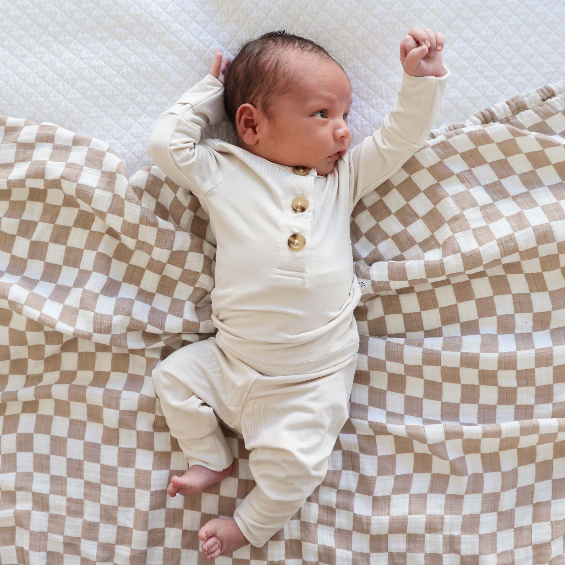 Caden Lane 2pc Bamboo Sets for Girls - Eggshell, 3-6 M.