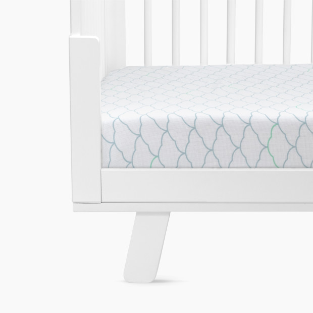 Newton Baby 2-Pack Organic Cotton Breathable Mini Crib Sheets - Dreamweaver In Moonstone Mist + Solid White.