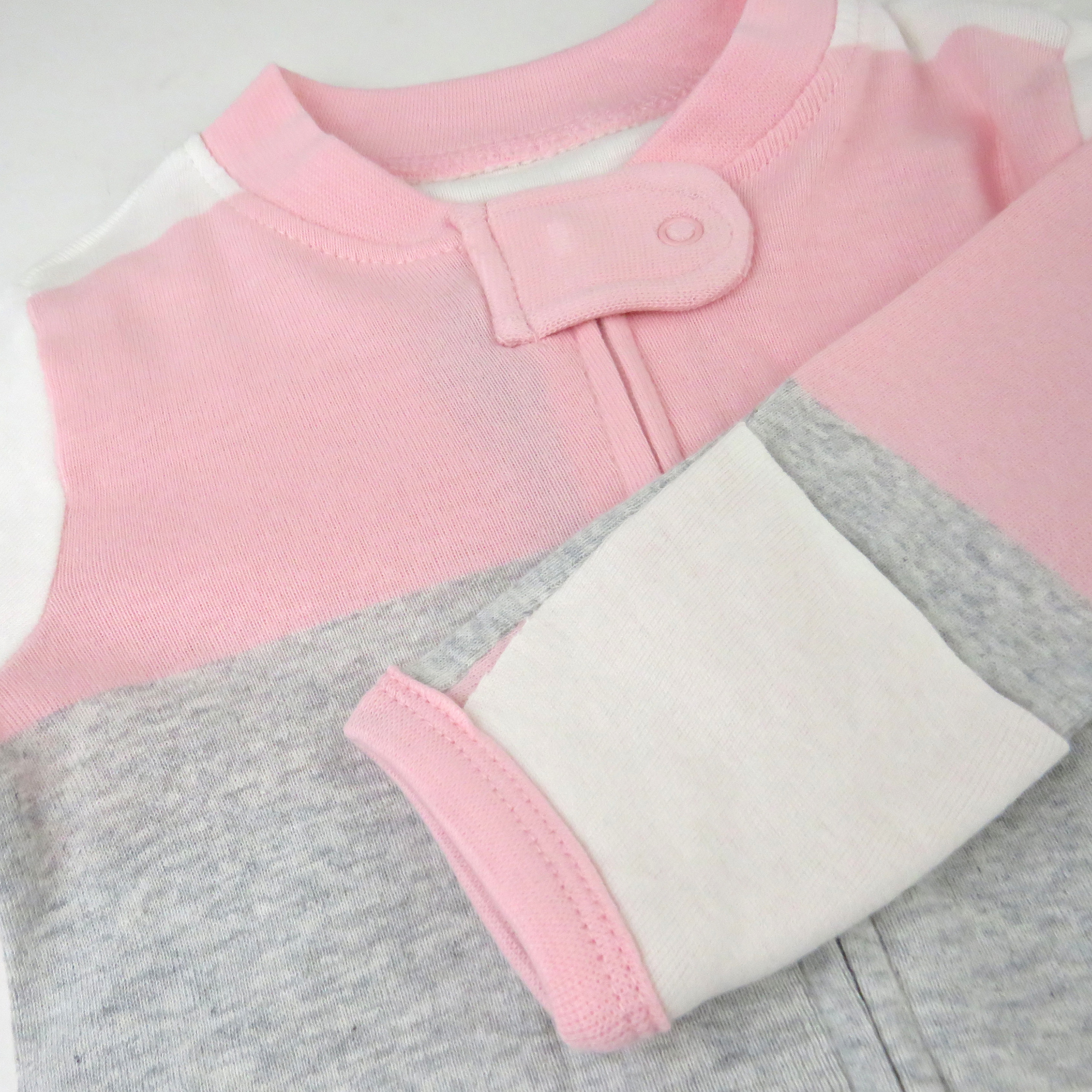 Honest Baby Clothing Organic Cotton Sleep & Play - Jumbo Stripe Petal Pink, 0-3 M.