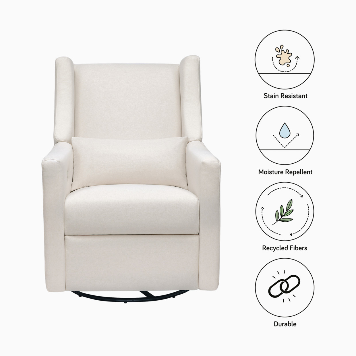 babyletto Kiwi Electronic Recliner and Swivel Glider - Performance Cream Eco Weave.