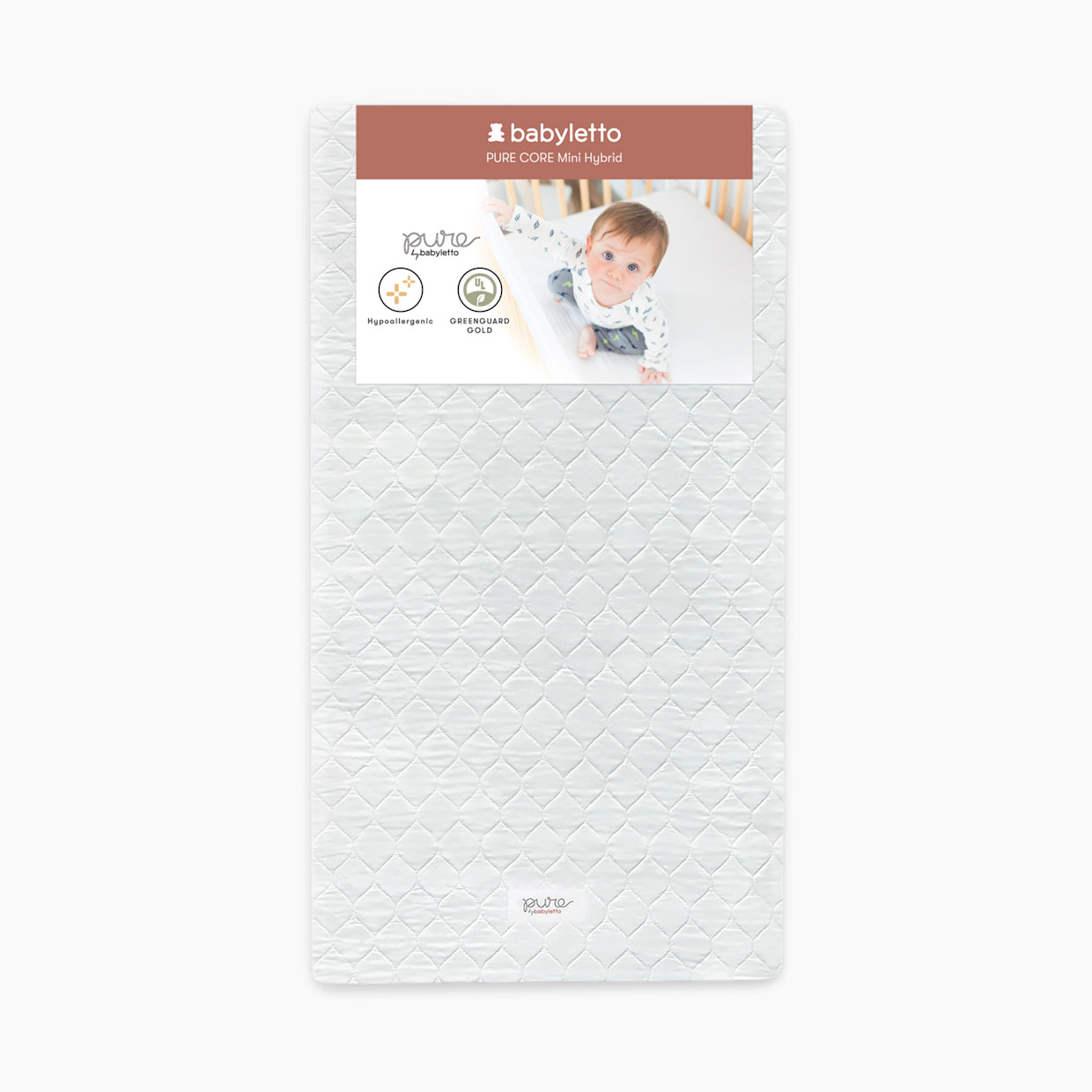 babyletto Mini Crib Size Pure Core Mattress with Hybrid Waterproof Cover.