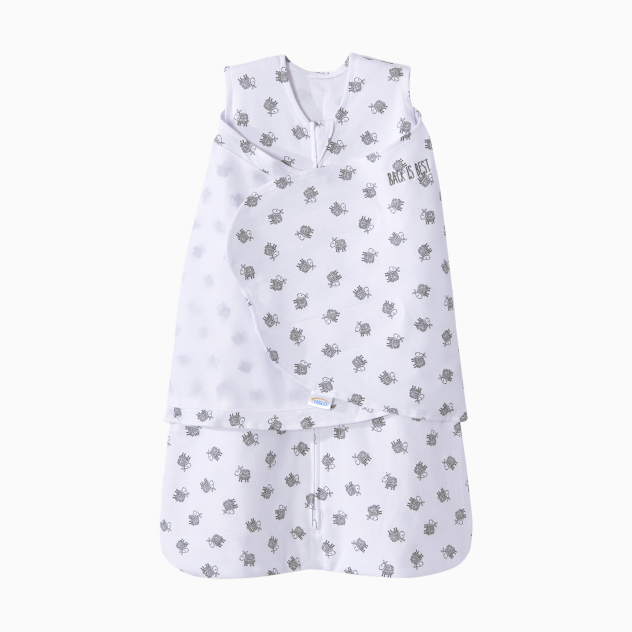Halo SleepSack Swaddle Cotton - White Lamb Scribble, Small.