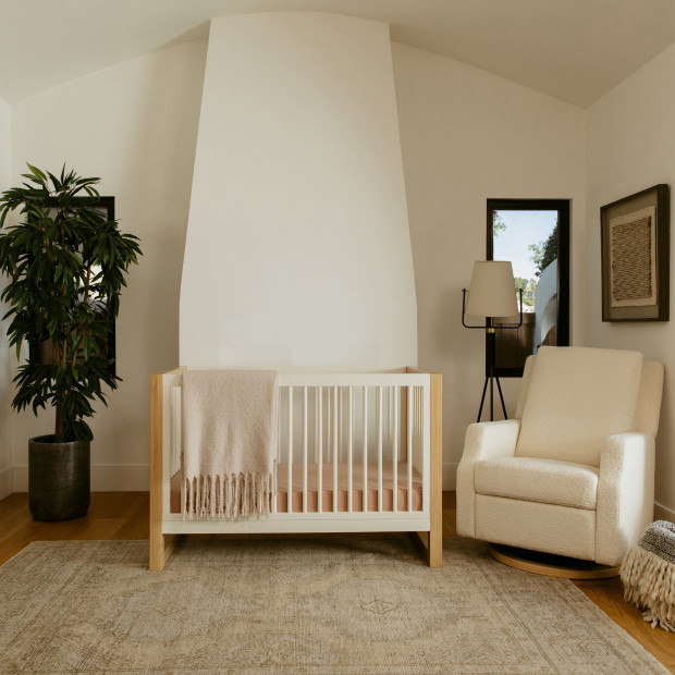 Namesake Nantucket 3-in-1 Convertible Crib with Toddler Bed Conversion Kit - Warm White/Honey.