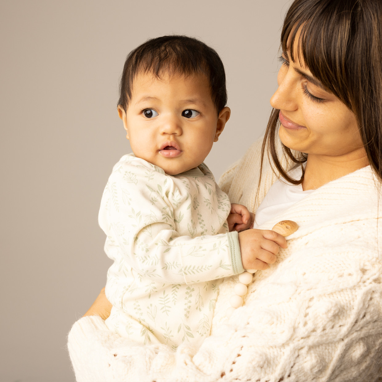 Tiny Kind The Head to Toe Organic 7 Piece Set - Sage Multi Leaf, 0-3 M.