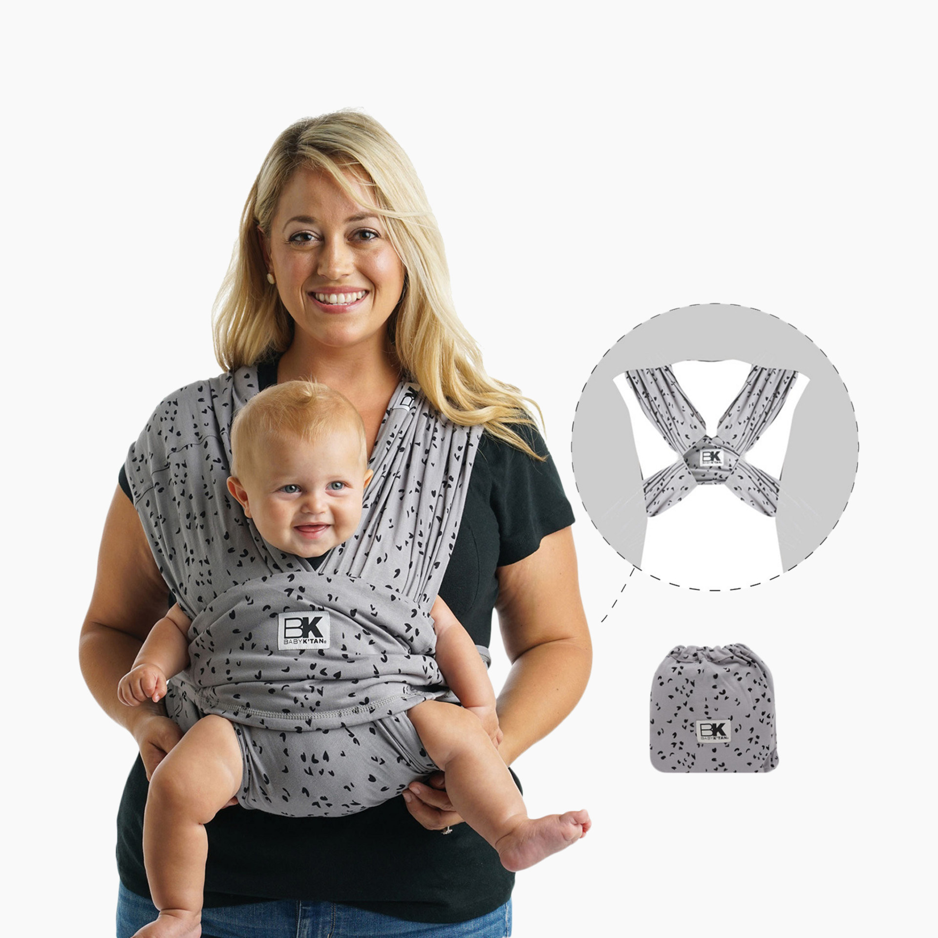  Baby K'tan Breeze Baby Wrap Carrier, Infant and Child Sling -  Simple Wrap Holder for Babywearing - No Rings or Buckles - Carry Newborn up  to 35 lbs, Black, Large(W