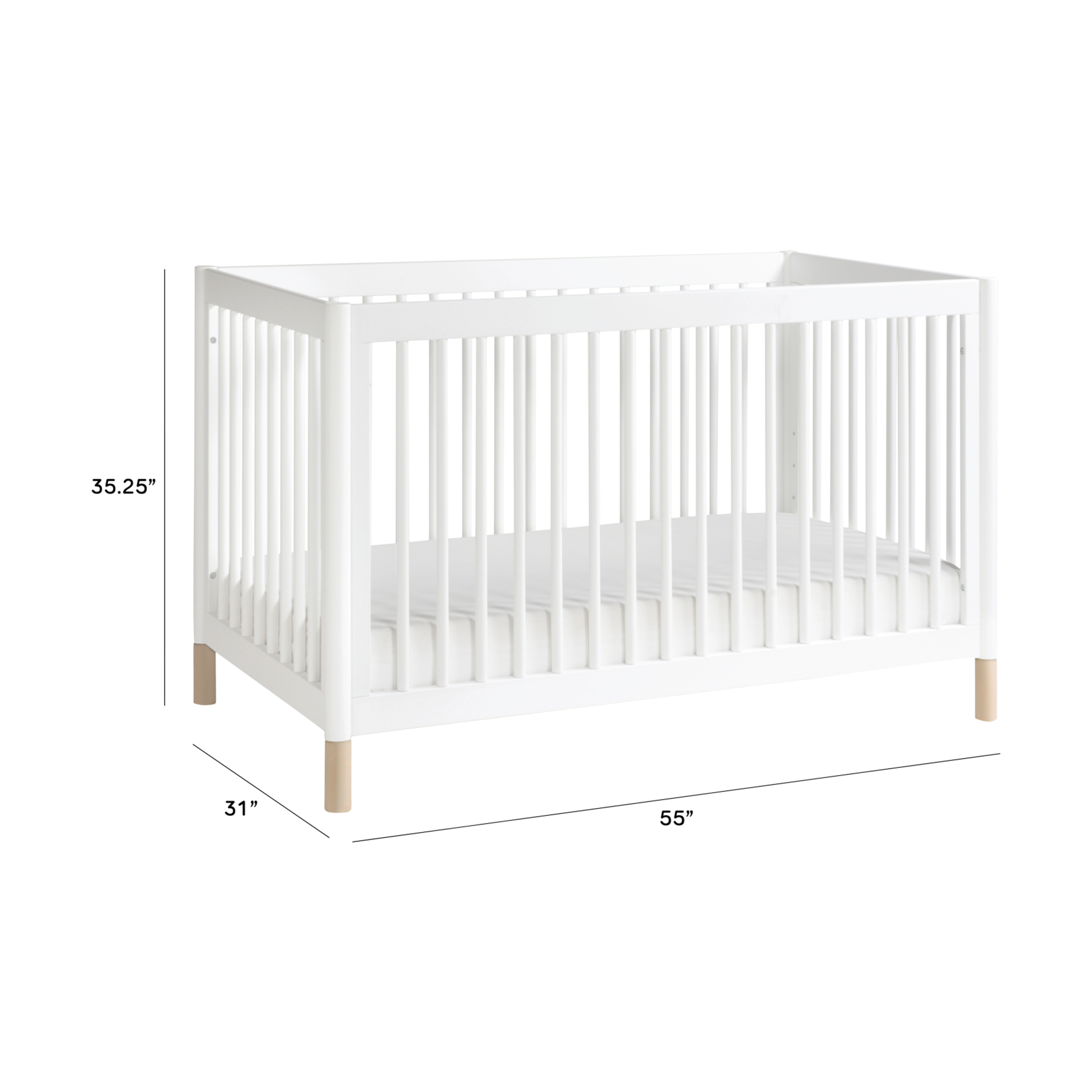 babyletto Gelato 4in1 Convertible Crib with Toddler Bed Conversion Kit White/Washed Natural
