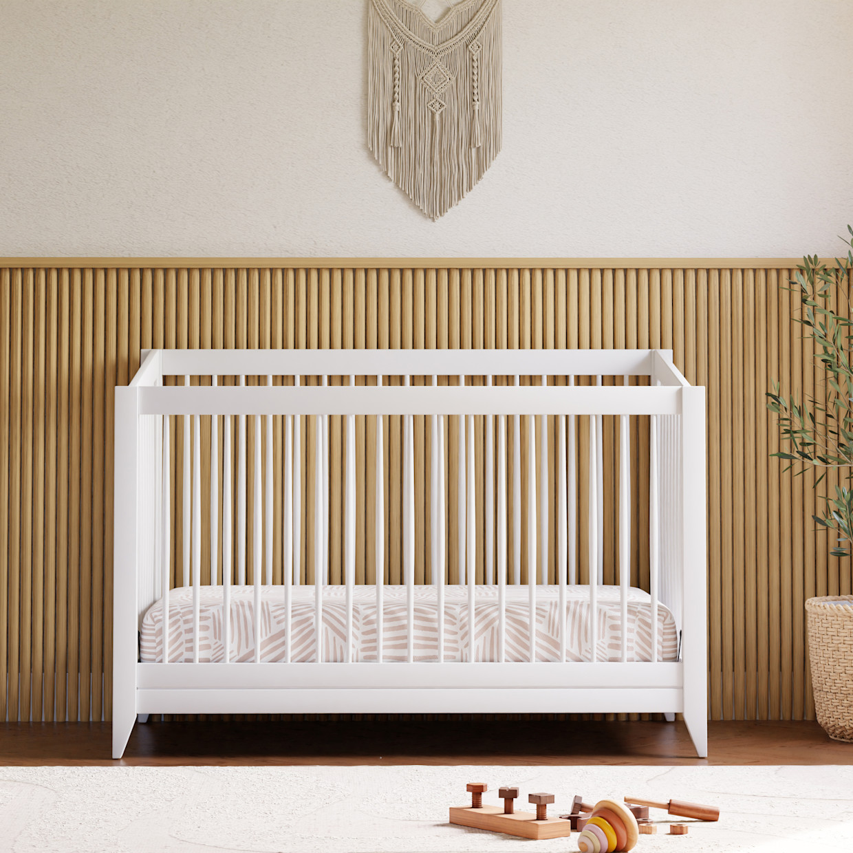 babyletto Sprout 4-in-1 Convertible Crib with Conversion Kit - White.