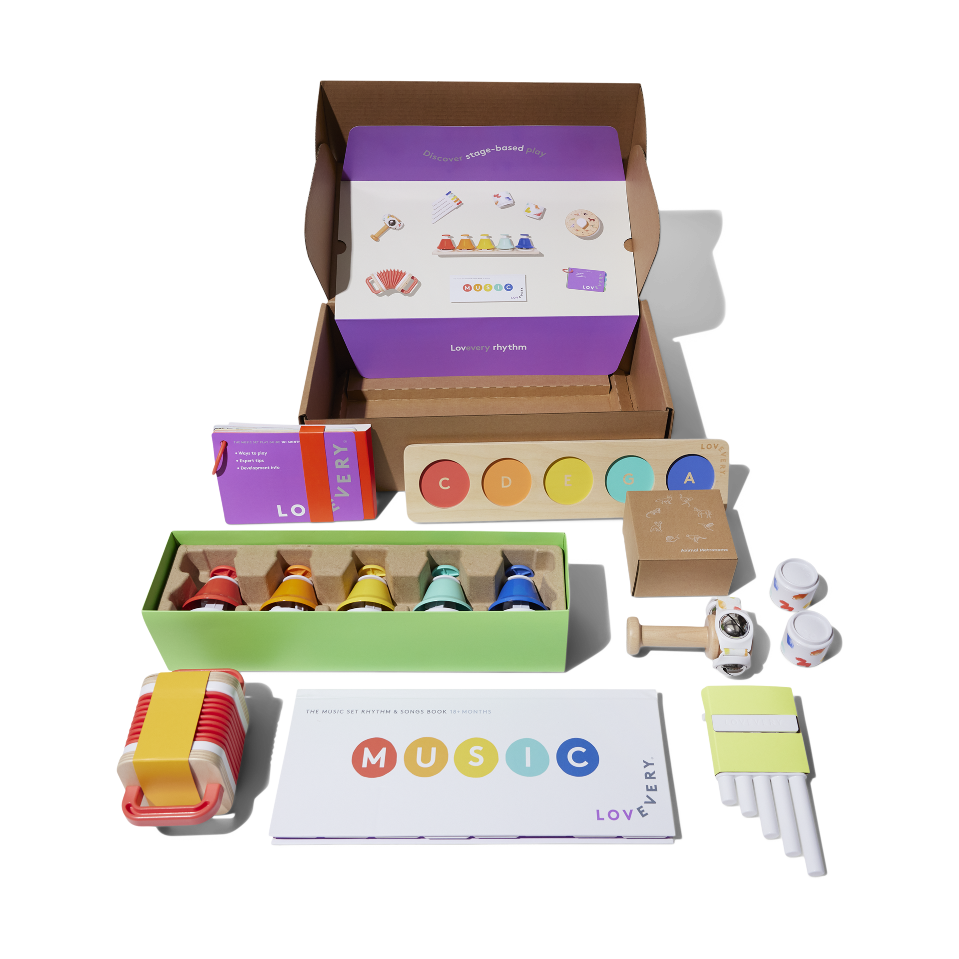 Lovevery The Music Set,  6 Instruments and Rhythm & Songs Book.