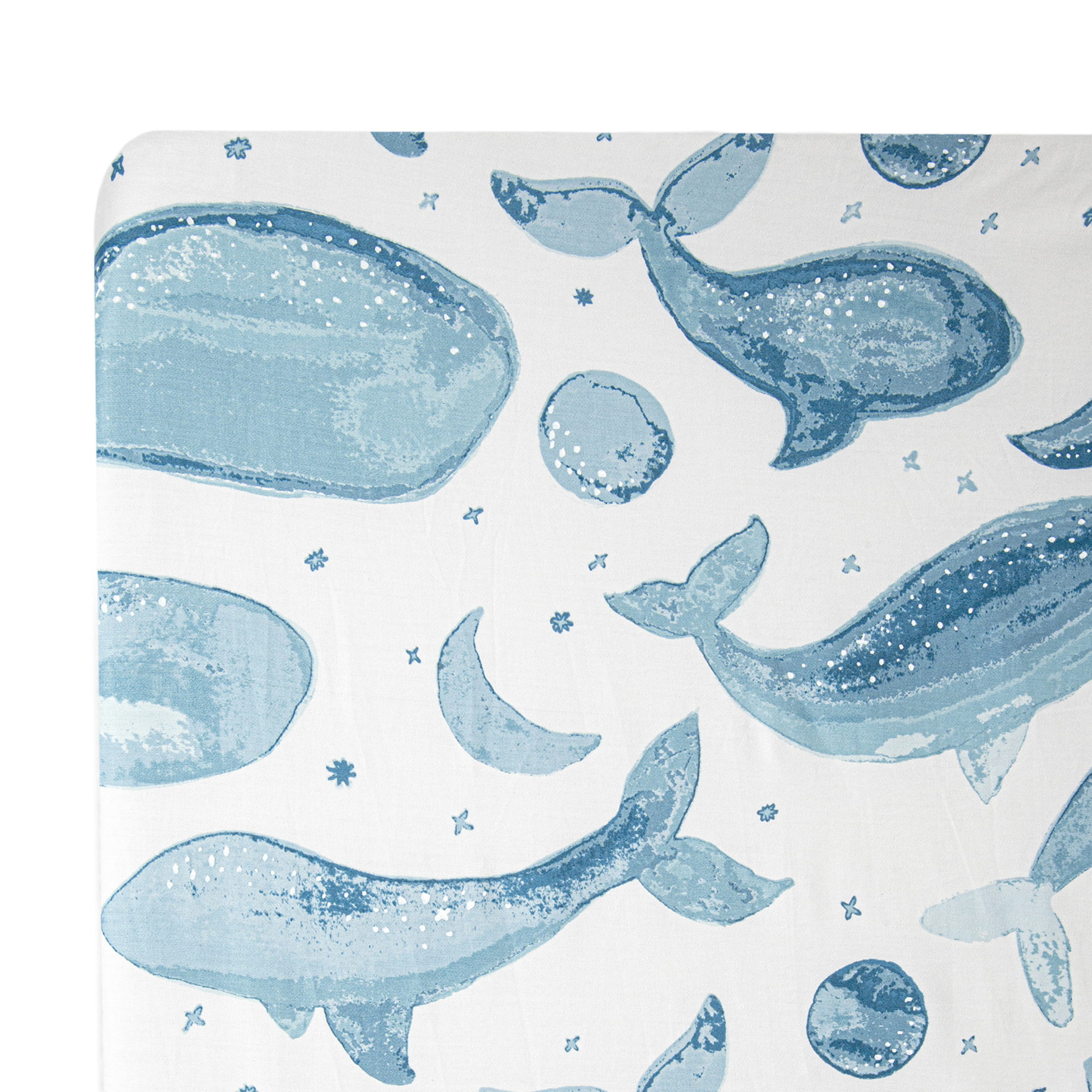 Crane Baby Cotton Sateen Crib Fitted Sheet - Caspian Whales.