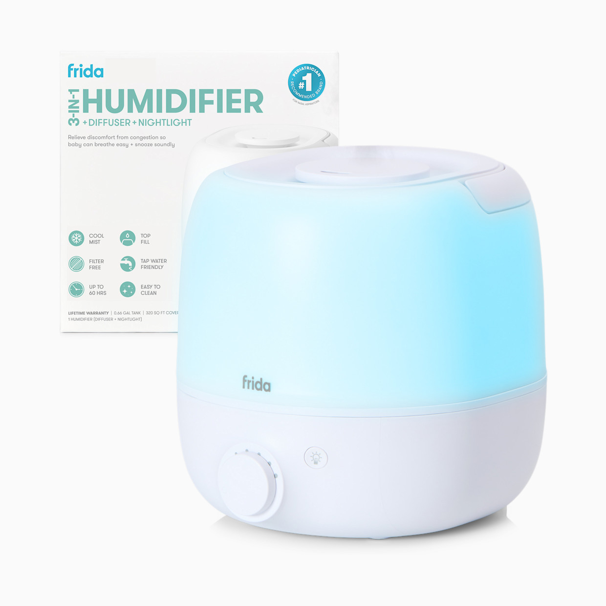 Frida Baby 3-in-1 Humidifier, Diffuser & Nightlight 2.0 - White.