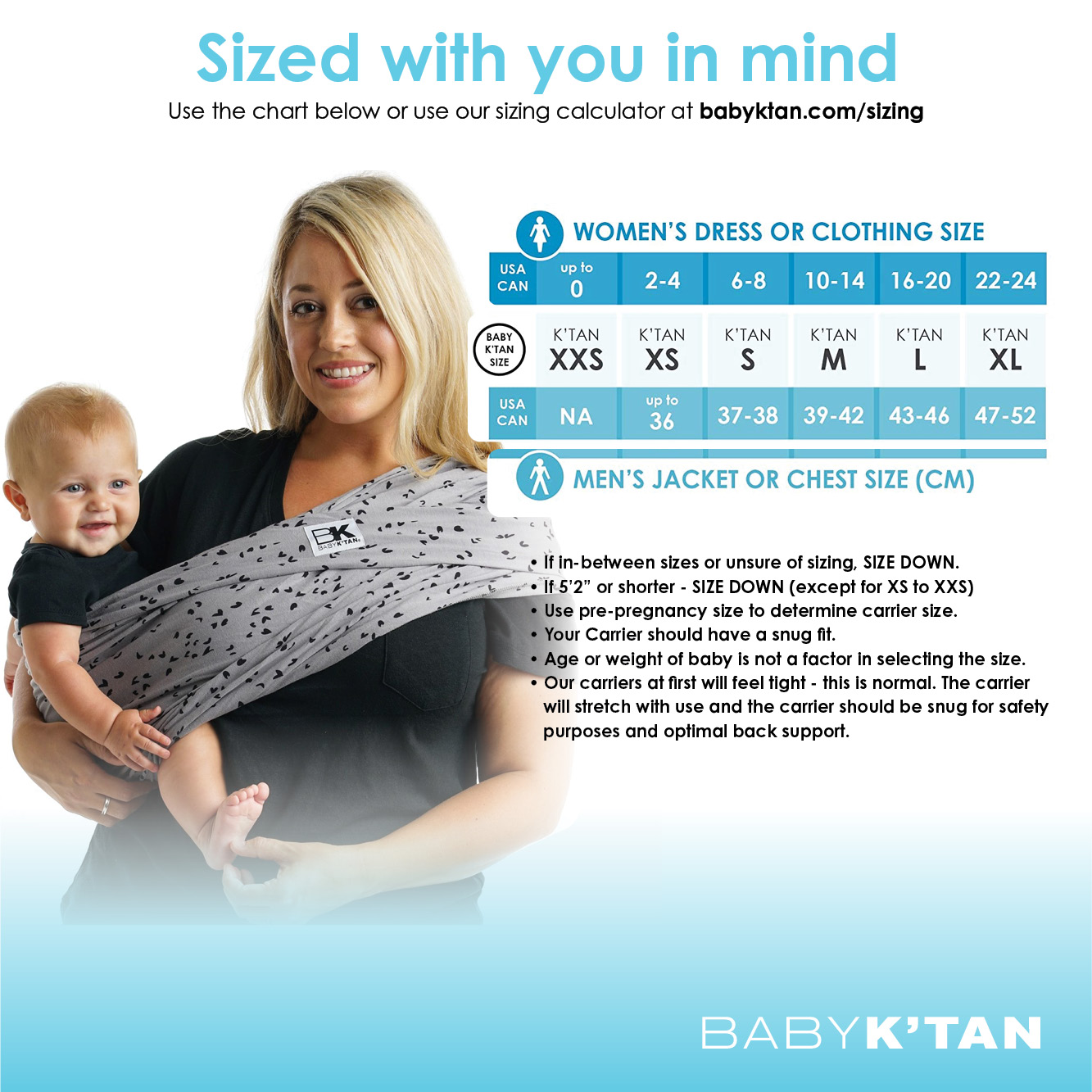 Baby K'tan Print Baby Wrap Carrier Sweetheart Grey, Large Babylist Shop