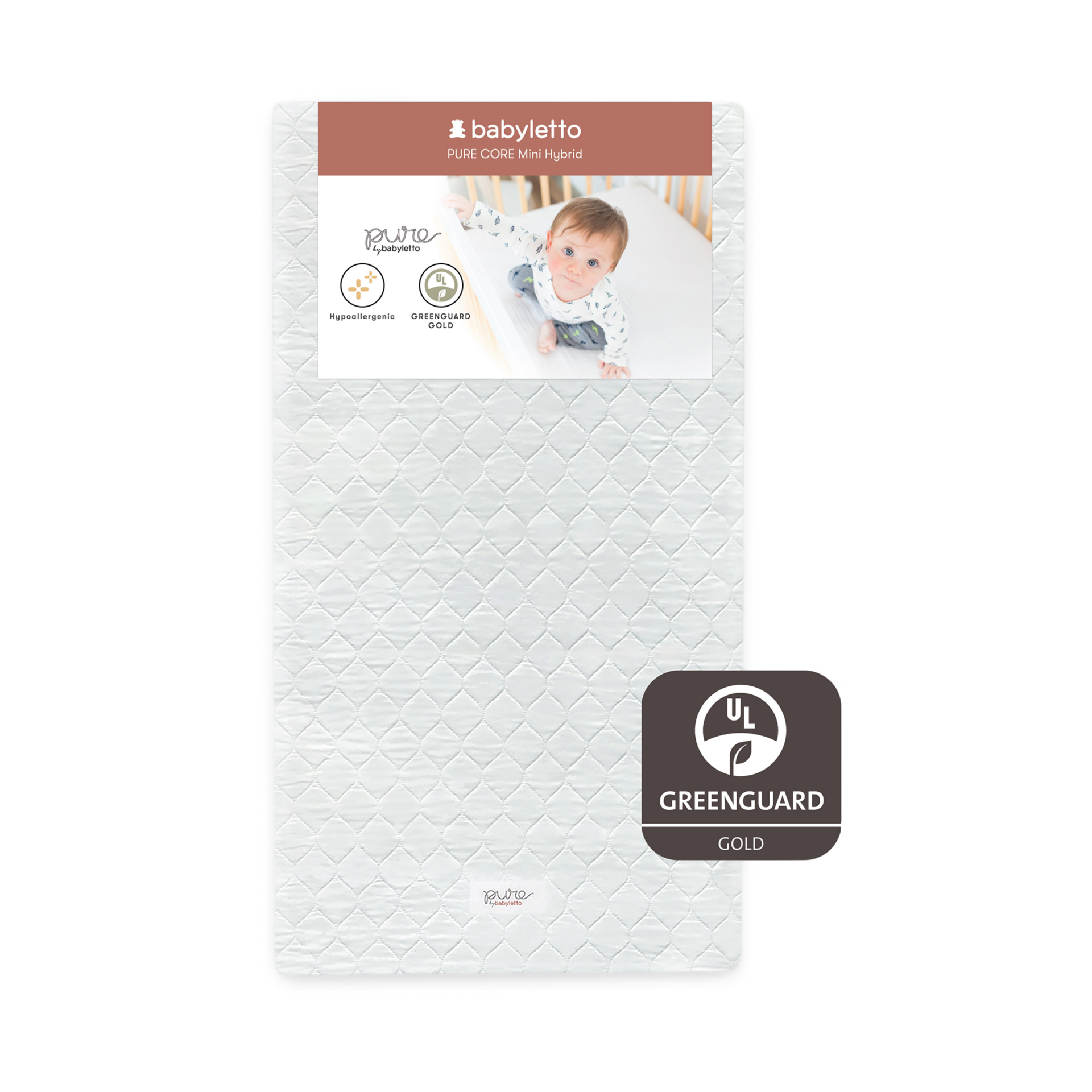 babyletto Pure Core Mini Crib Mattress with Hybrid Waterproof Cover