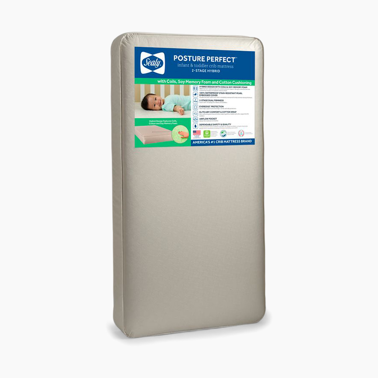 Sealy Posture Perfect 2 Stage Crib And Toddler Mattress White Windsor Pearl Babylist Shop