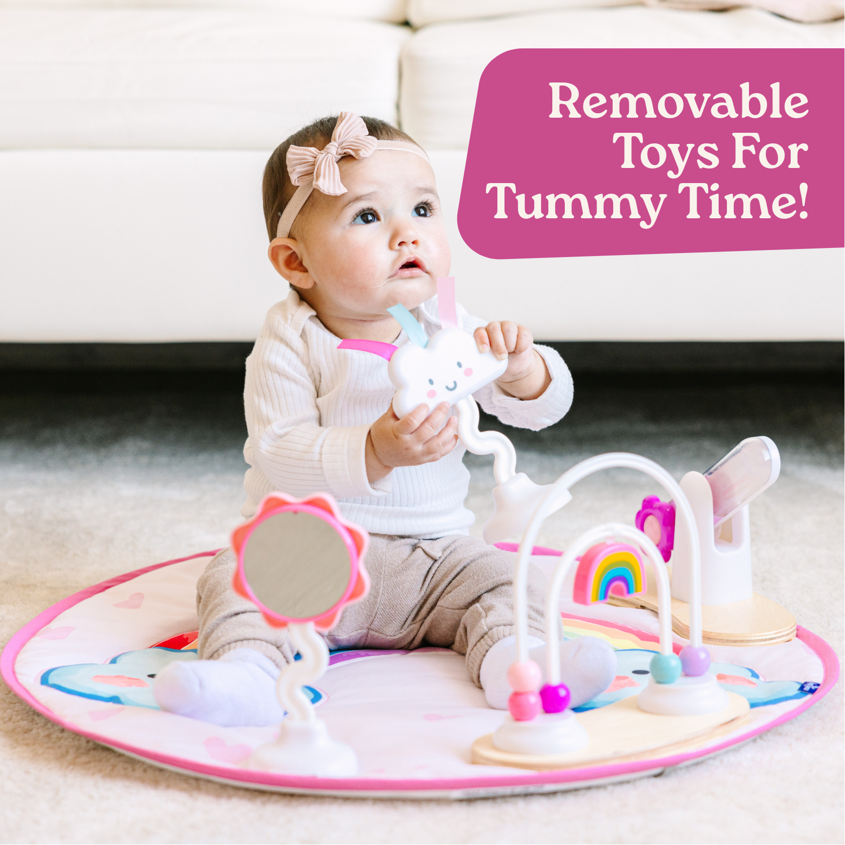 Move2Play 4-in-1 Montessori Inspired Wooden Activity Center & Table - Rainbow.