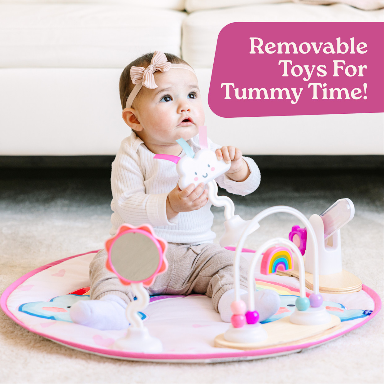 Move2Play 4-in-1 Montessori Inspired Wooden Activity Center & Table - Rainbow.