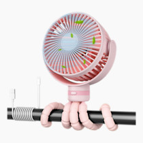 Momcozy Portable Stroller Fan, 8000mAh, 27H Ultra-long Battery Life, Detachable 4 Speed 360°Rotate, LED Night Light with 2 Modes, USB Rechargeable Handheld Cooling Fan for Travel, Car Seat, Bedroom