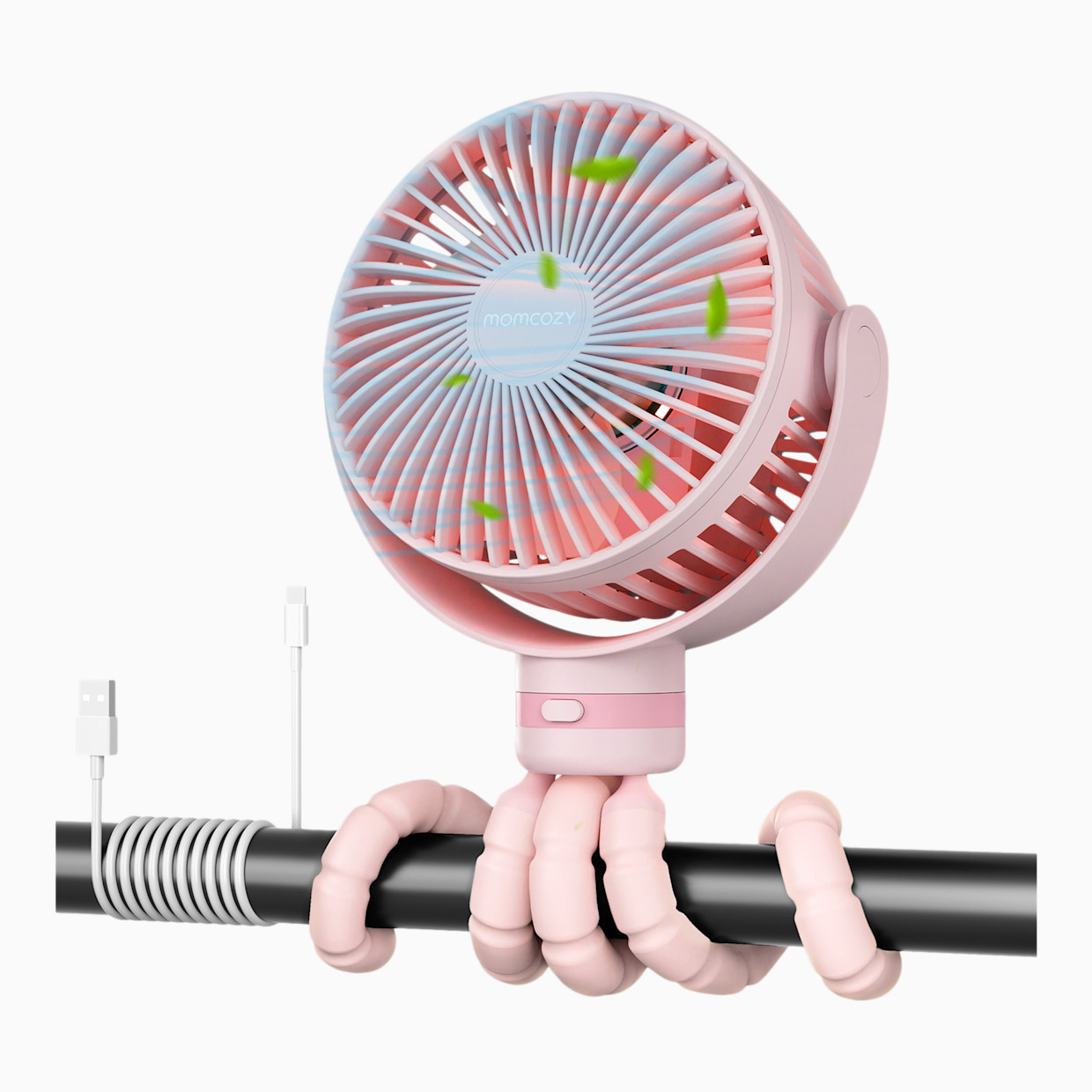 Momcozy USB Rechargeable Handheld Cooling Fan for Travel - Pink.