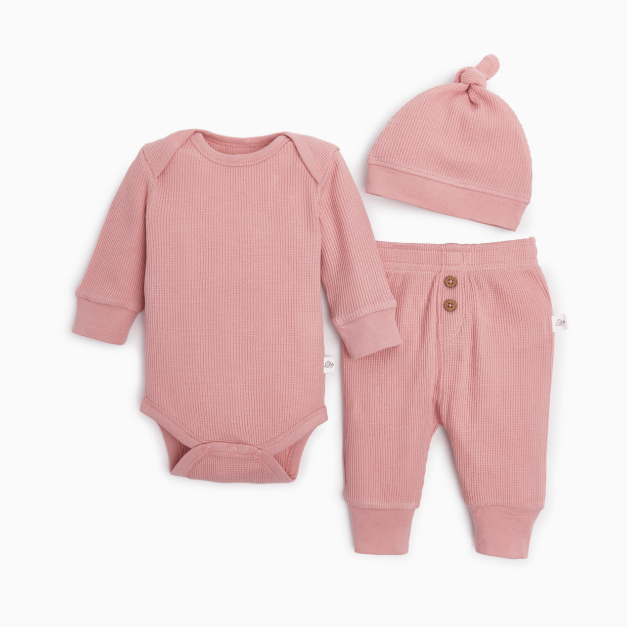 Tiny Kind 3 Piece Organic Waffle Set - Rose, 3-6 M.