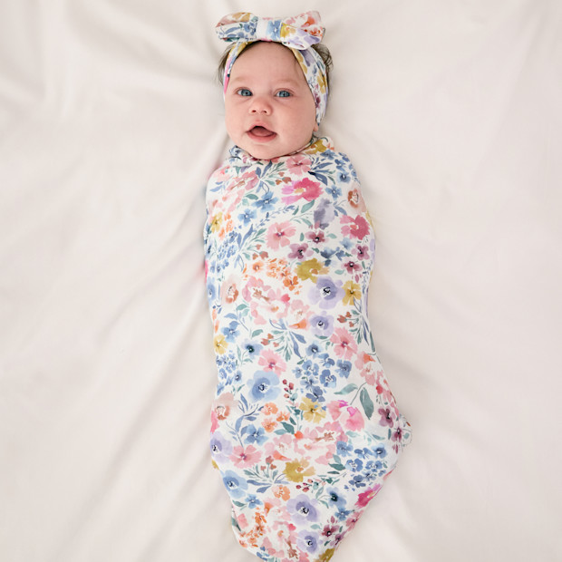 Little Sleepies Swaddle & Luxe Bow Headband Set.