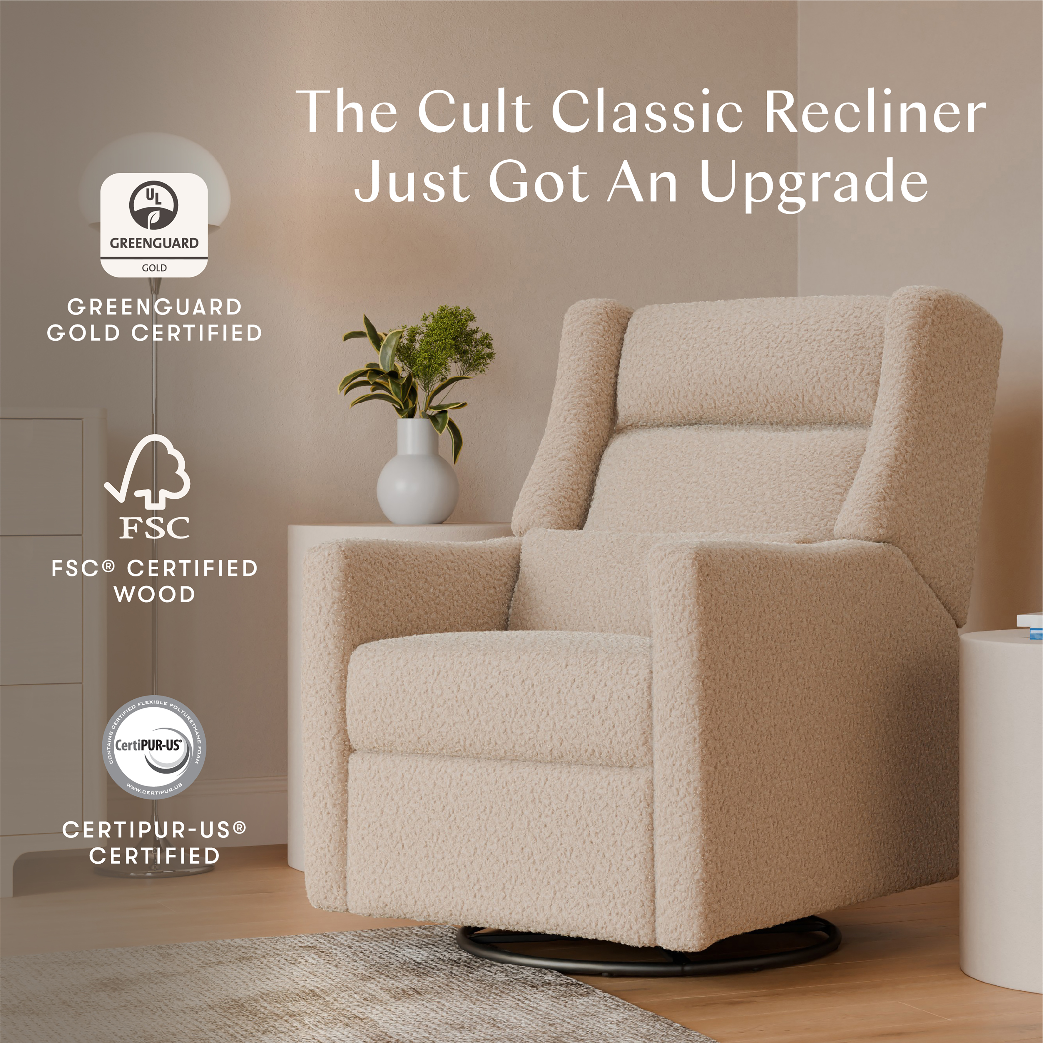 babyletto Kiwi Plus Power Recliner and Swivel Glider - Chai Shearling.