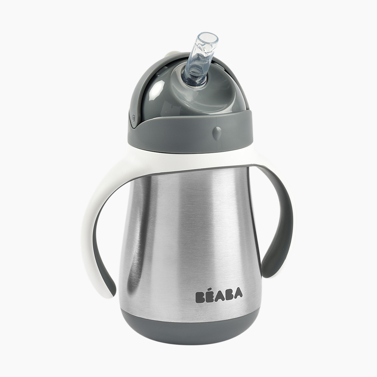 Beaba Stainless Steel Straw Sippy Cup - Charcoal.