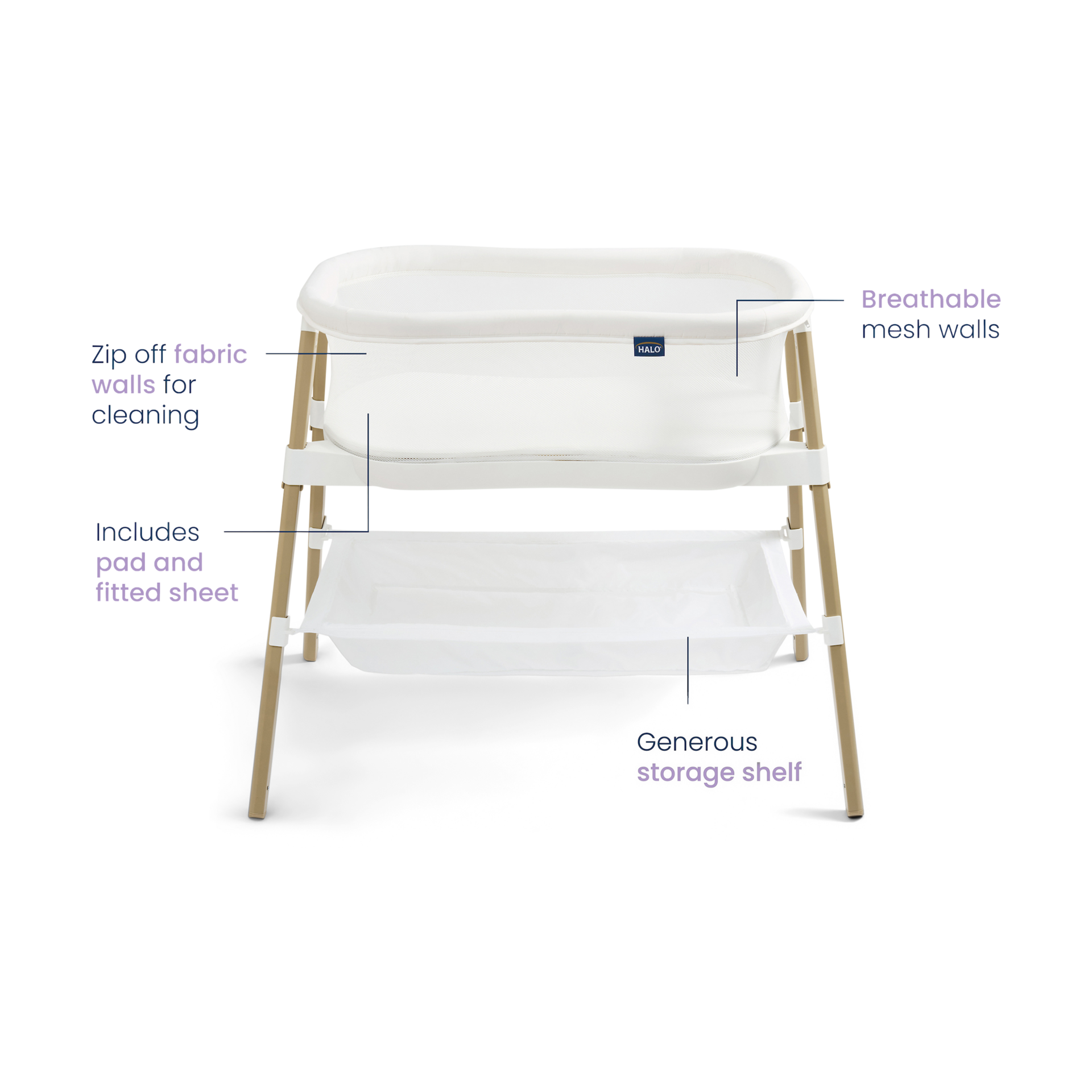 Halo BassiNest Essential Bassinet Sleeper - White.