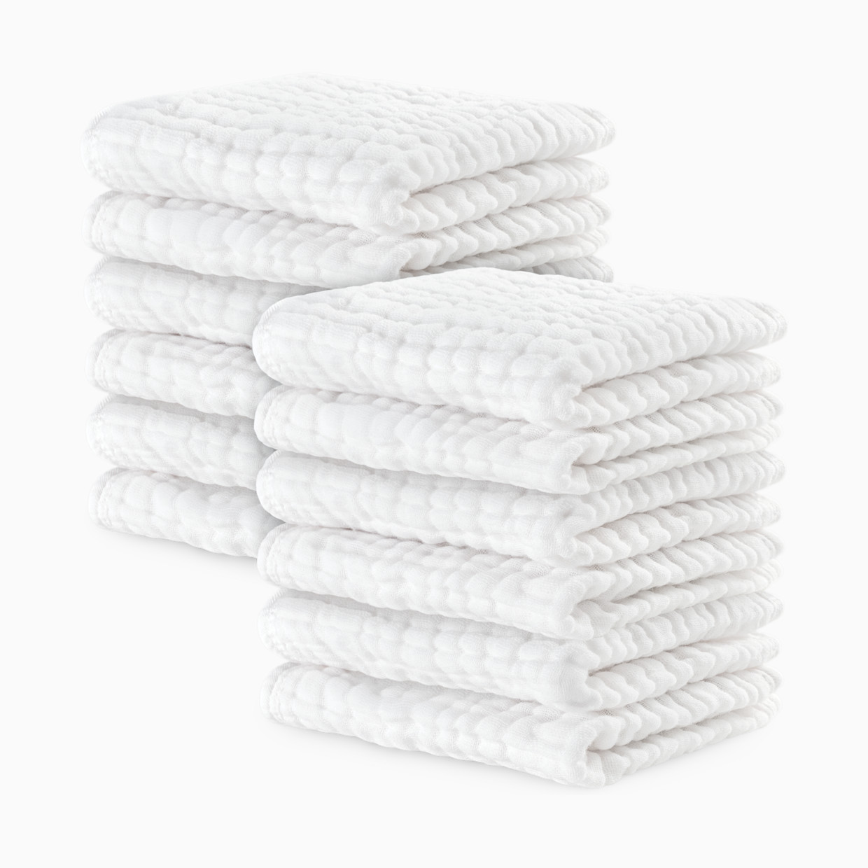 Comfy Cubs 6-Layer Muslin Baby Washcloths Set - White, 10.