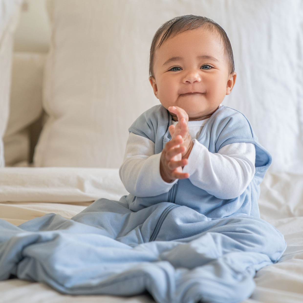 Halo Super Soft Bamboo Viscose SleepSack - Blue Fog, Small.