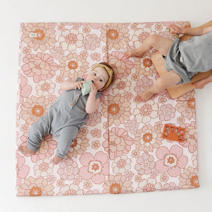 Toki Kids Standard Organic Cotton Play Mat - Blooms.