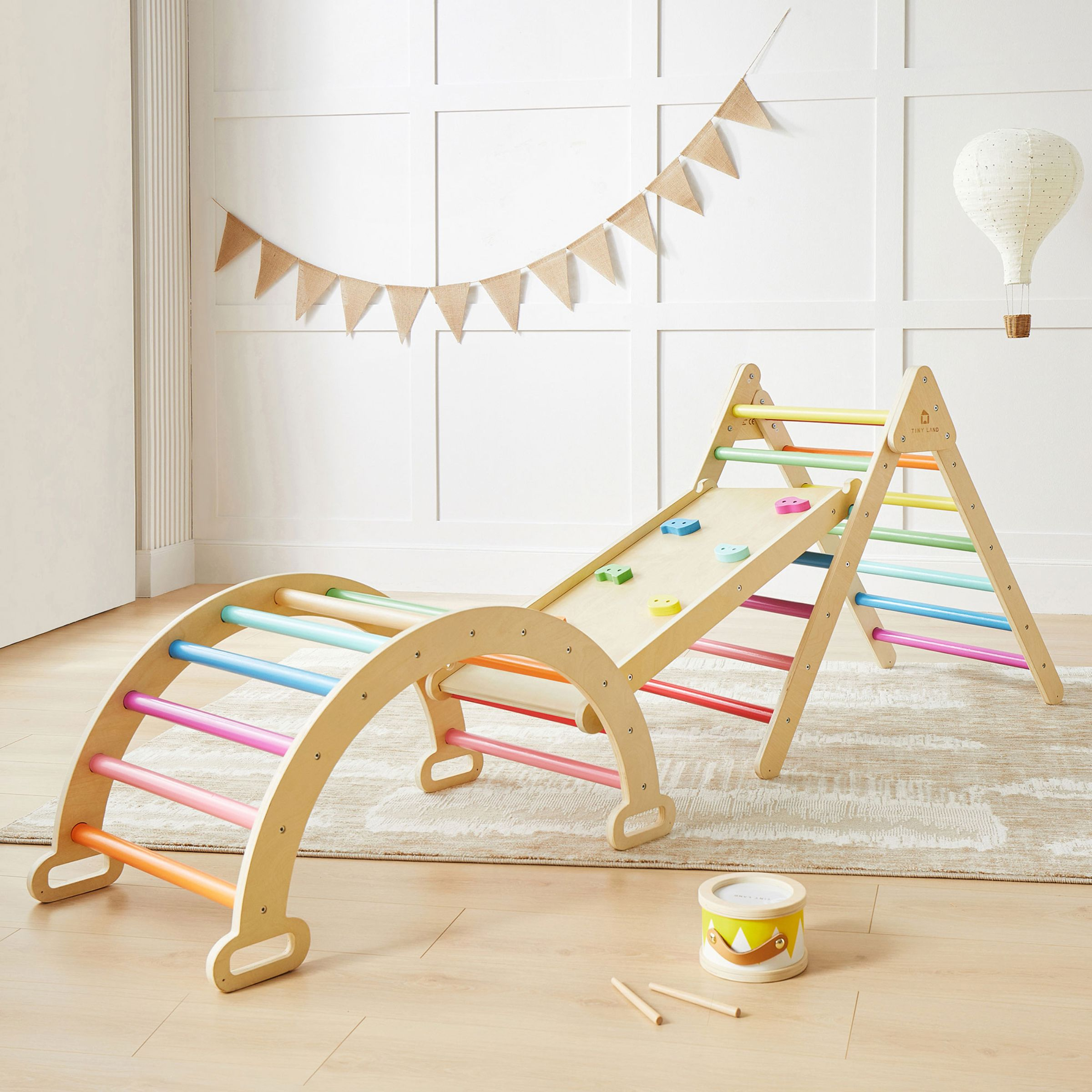 Tiny Land 7-in-1 Rainbow Climbing Set.