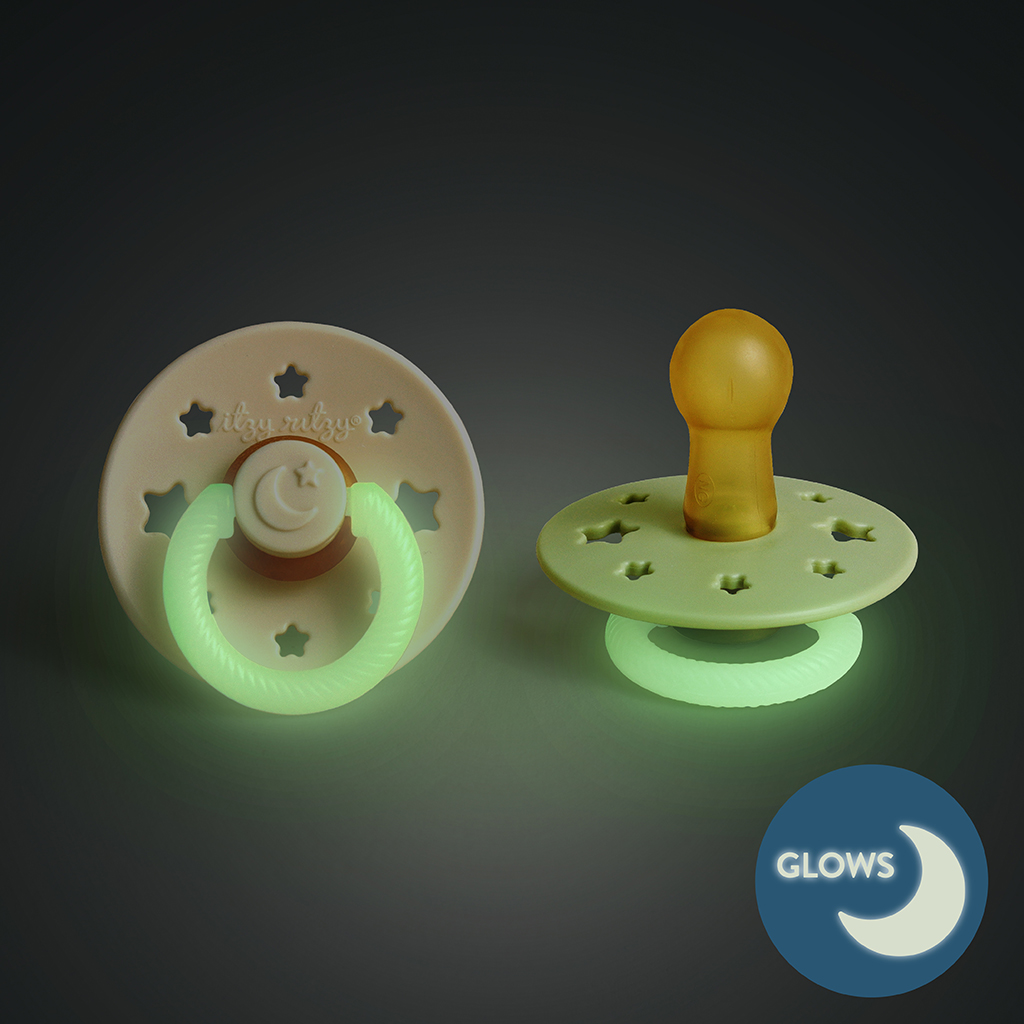 Itzy Ritzy Itzy Soother Glow in the Dark Natural Rubber Pacifier - Green, 6-18.