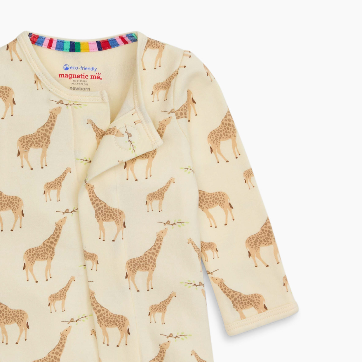 Magnetic Me Organic Cotton Footie - Cream Jolie Giraffe, 0-3 M.