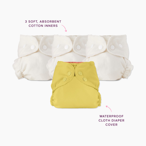 Esembly Blowout Proof Cloth Diaper Bundle - Chamomile, Size 1 (7-17lbs).