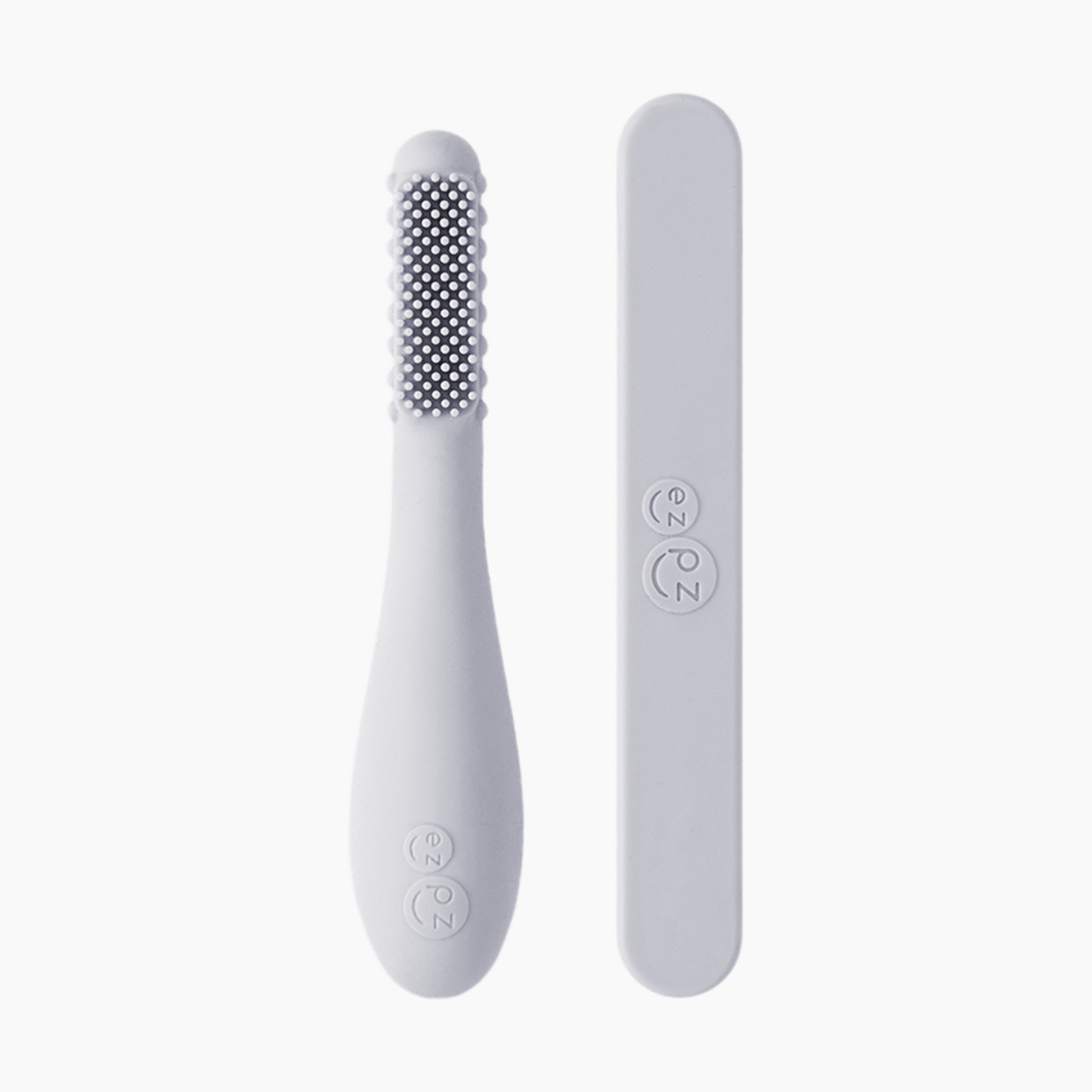 ezpz Baby-Led Toothbrush + Sensory Tongue Depressor Dual Pack - Pewter.
