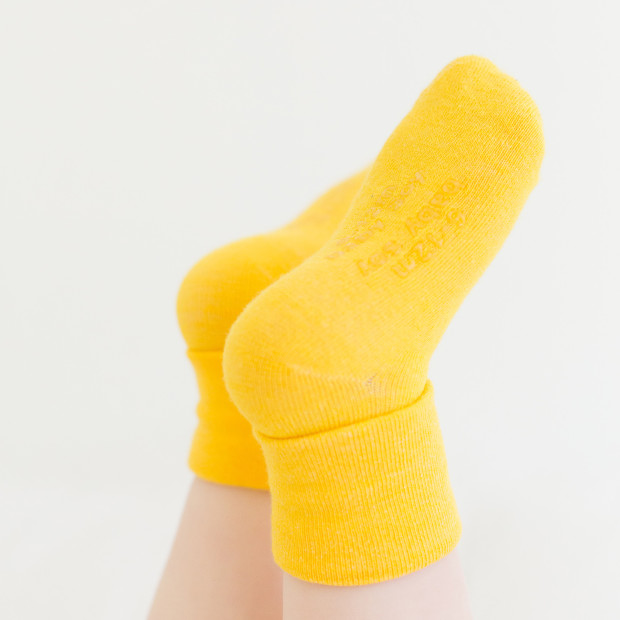 Babysoy Solid Stay On Socks (3 Pack) - Sunshine, 6-12 Months, 3.