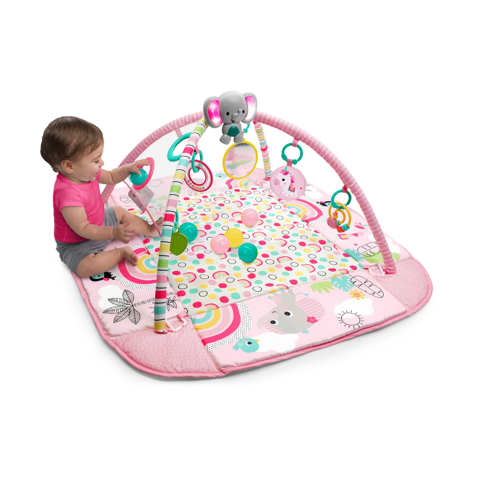 Bright Starts 5-in-1 Your Way Ball Play Baby Activity Play Gym & Ball Pit - Rainbow Tropics.