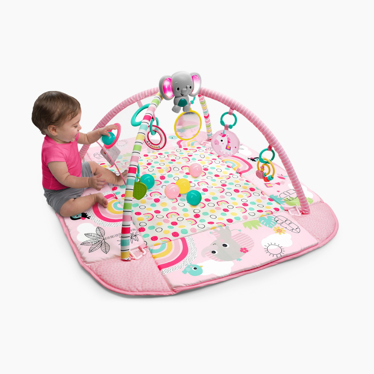 Bright Starts 5-in-1 Your Way Ball Play Baby Activity Play Gym & Ball Pit - Rainbow Tropics.