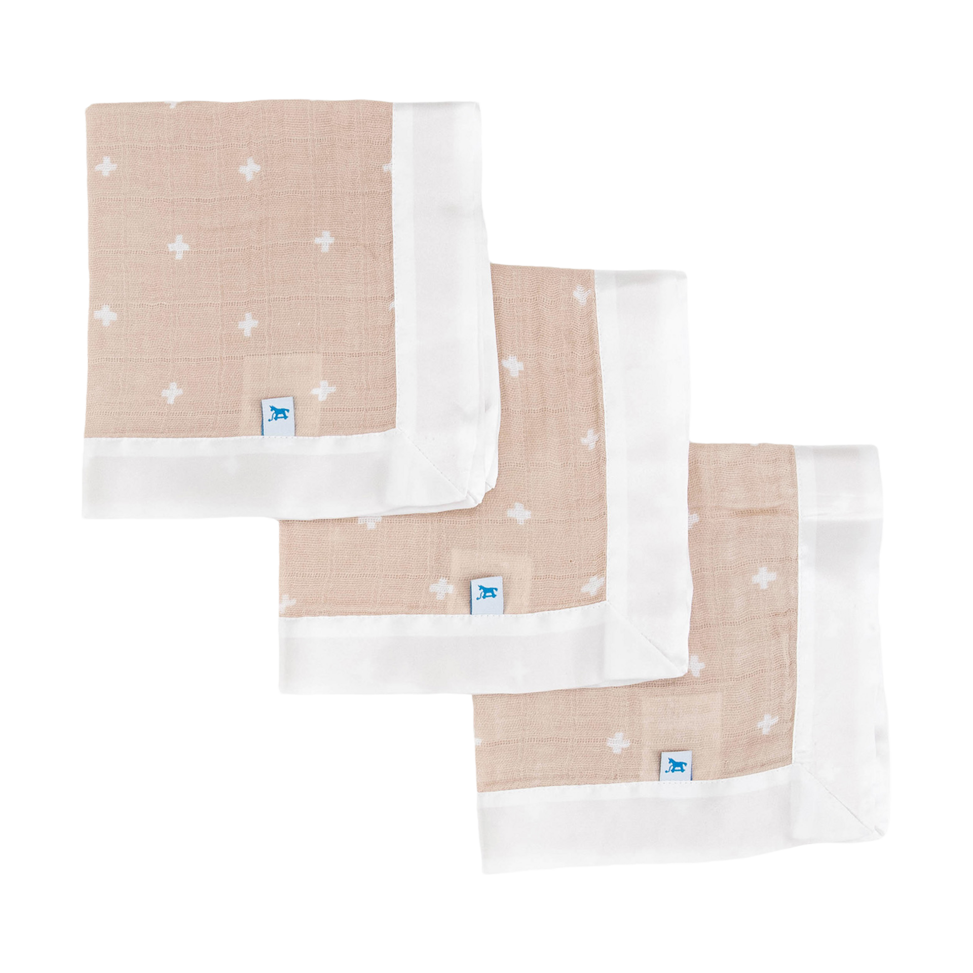 Little Unicorn Cotton Muslin Security Blanket 3Pack Taupe Cross, 3