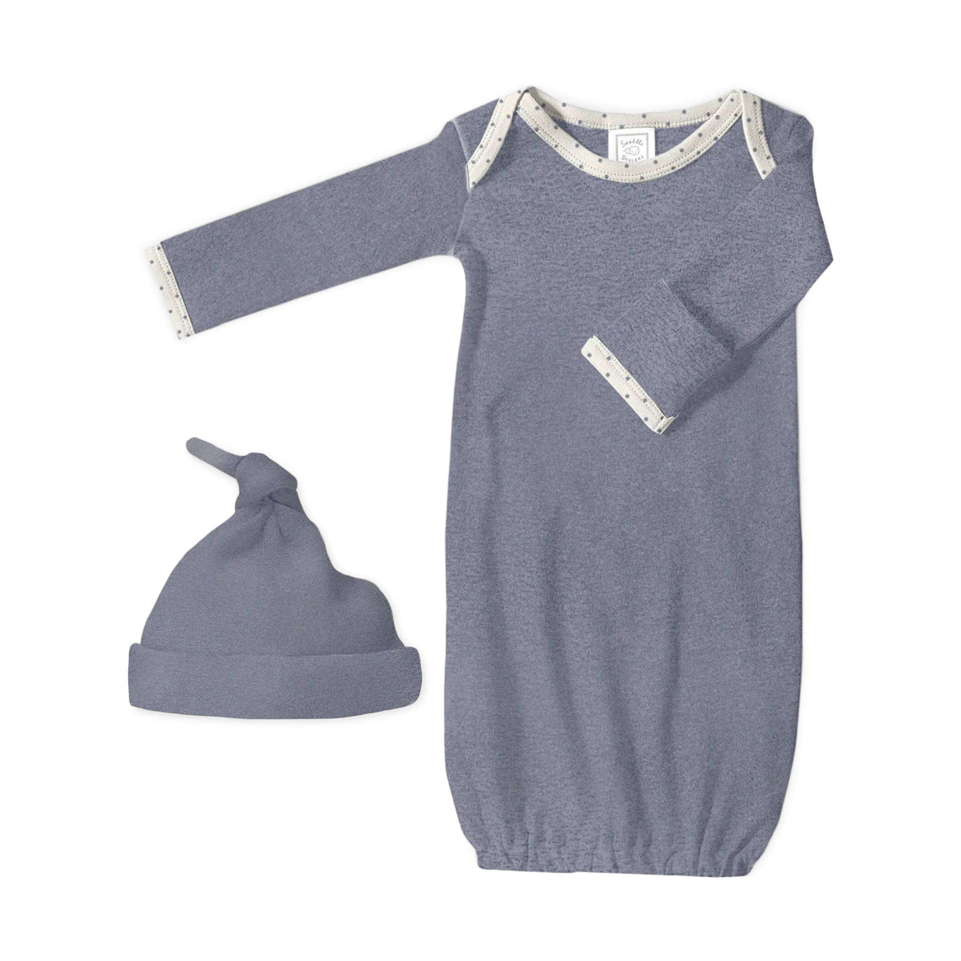 SwaddleDesigns Cotton Knit Longsleeve Pajama Gown with Mitten Cuffs