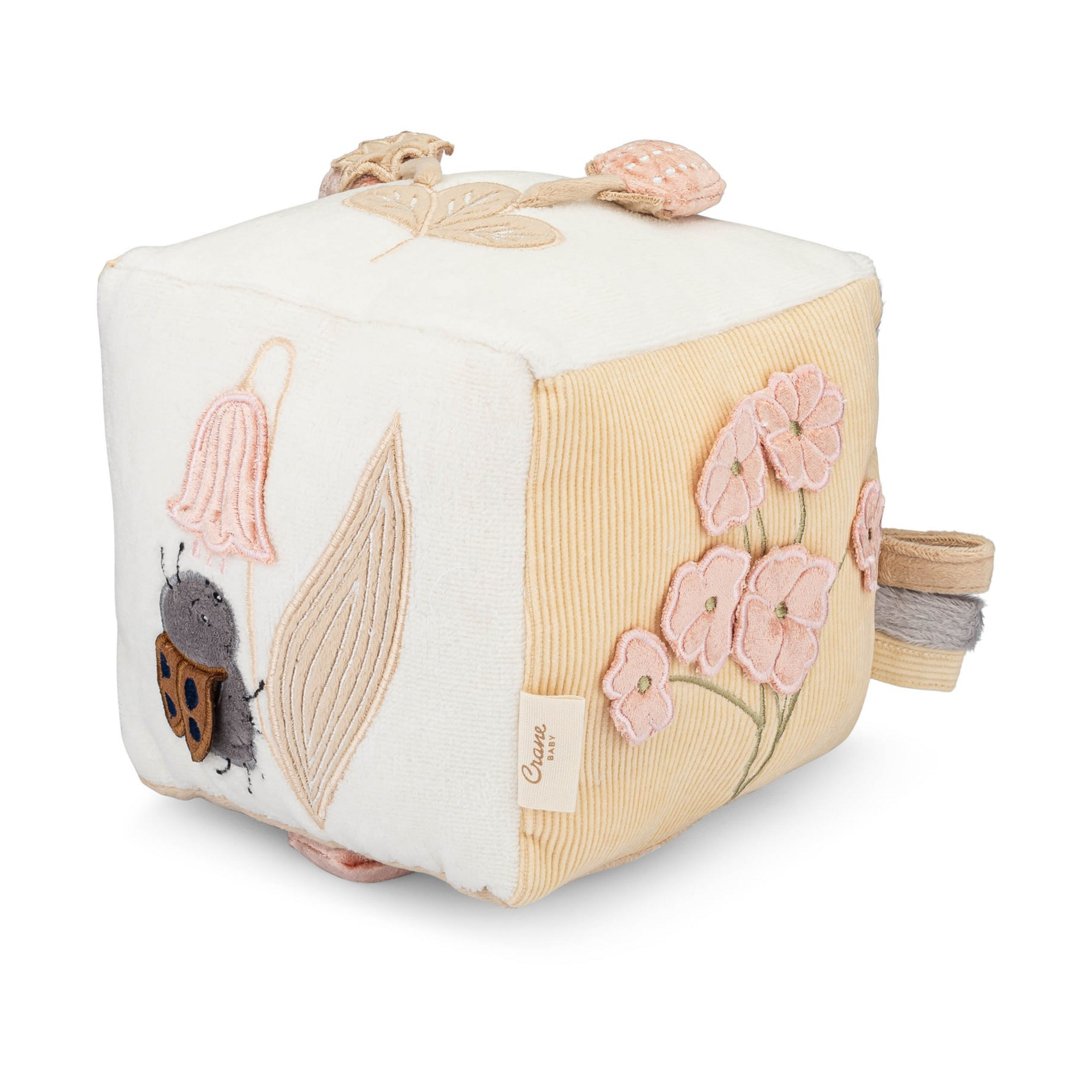 Crane Baby Soft Activity Cube Toy - Violet Floral.