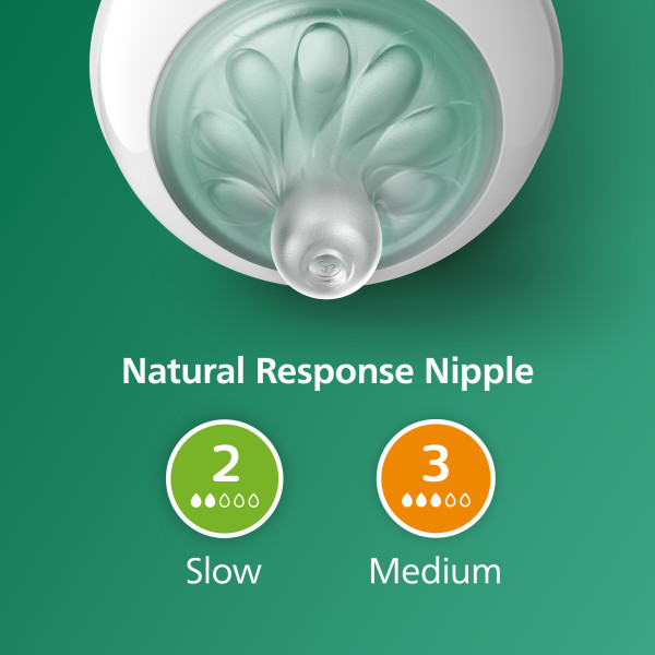 Philips Avent Glass Natural Bottle with Natural Response Nipple, Baby Set.