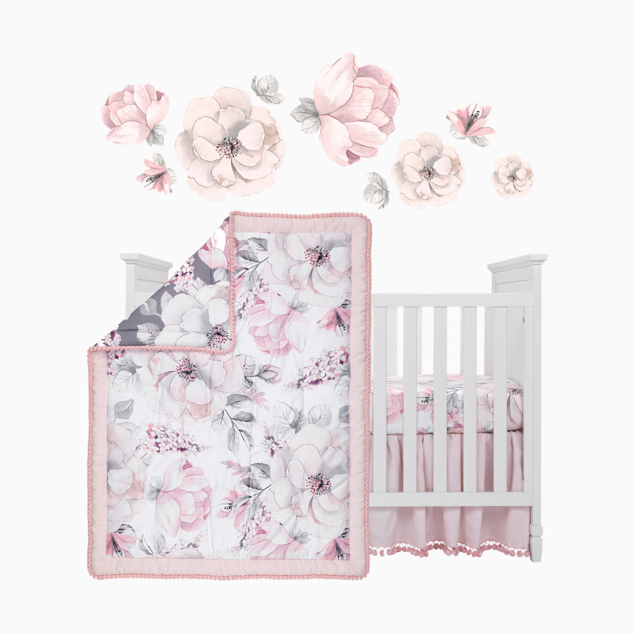 Lambs & Ivy 4-Piece Crib Bedding Set - Watercolor Floral.