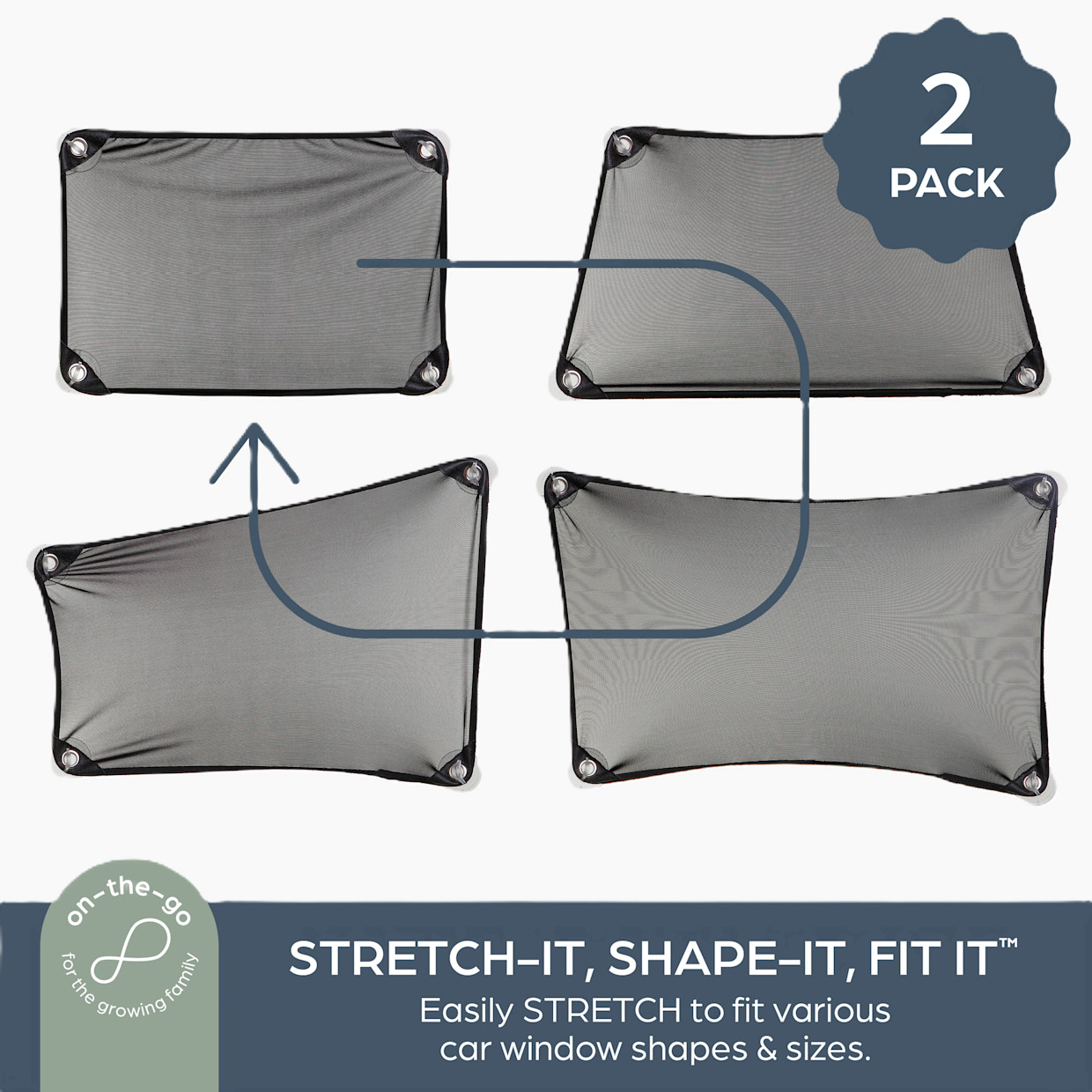 Dreambaby Adjusta-Car Shade Stretch-It, Shape-It, Fit-It (2 Pack).