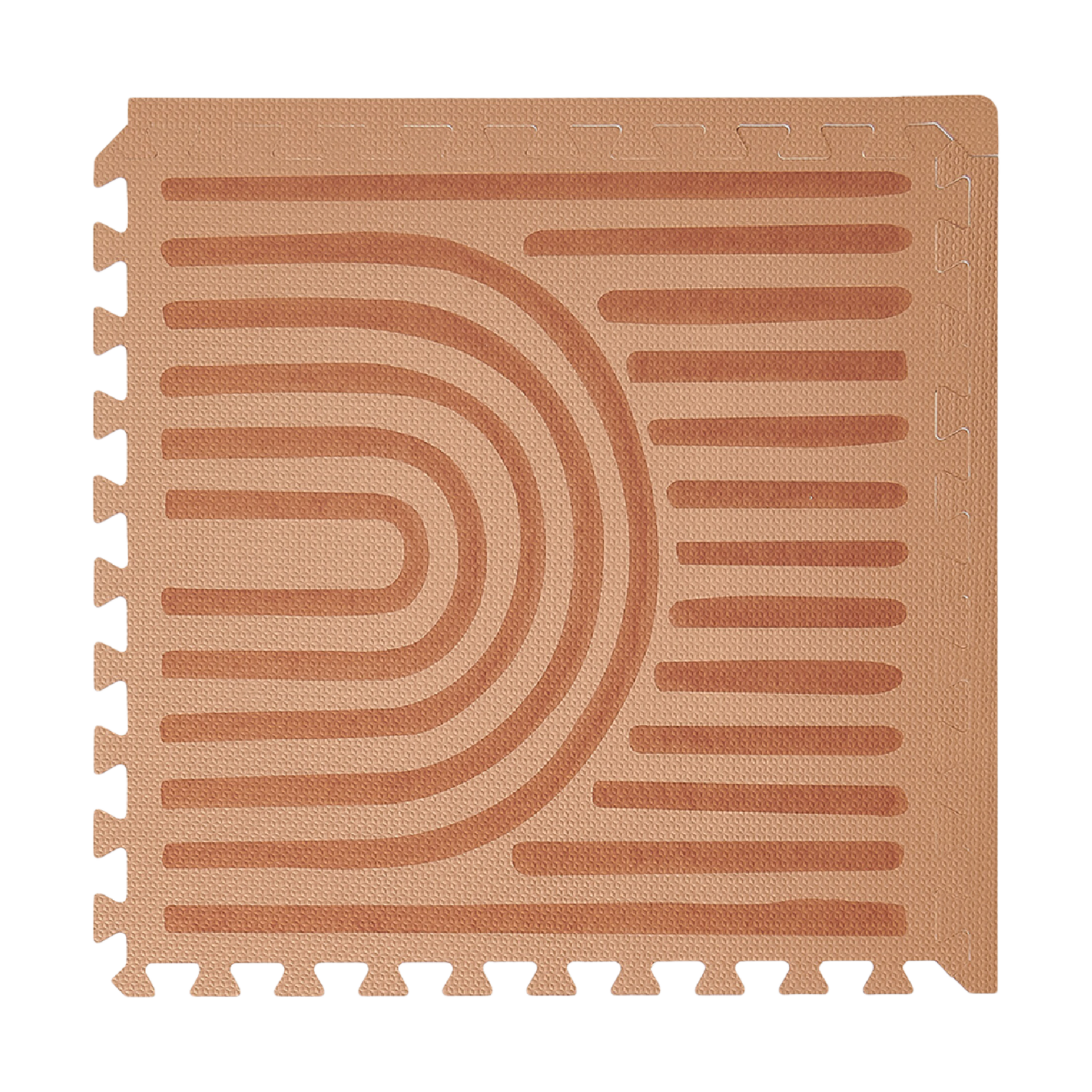 Toddlekind Haven Foam Play Mat | Linear Collection - Camel, 6X12.