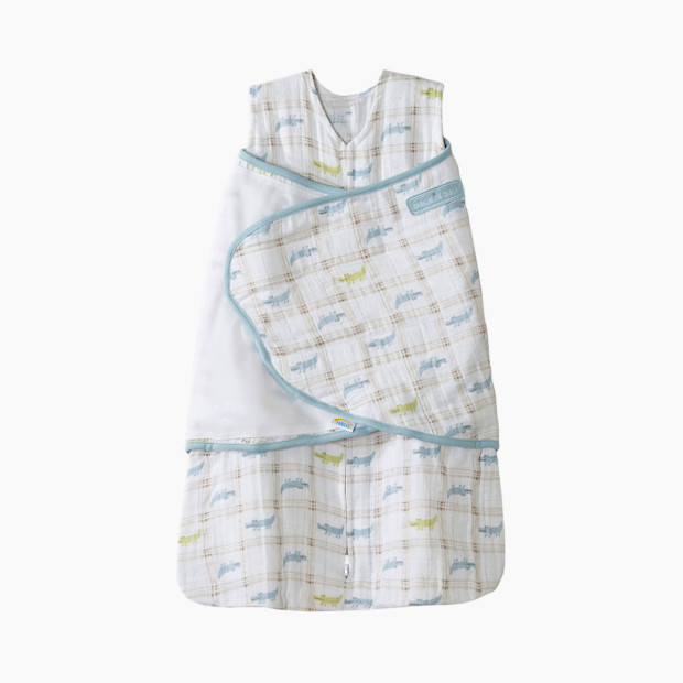 Halo SleepSack Swaddle Muslin - Alligator Plaid, Newborn.