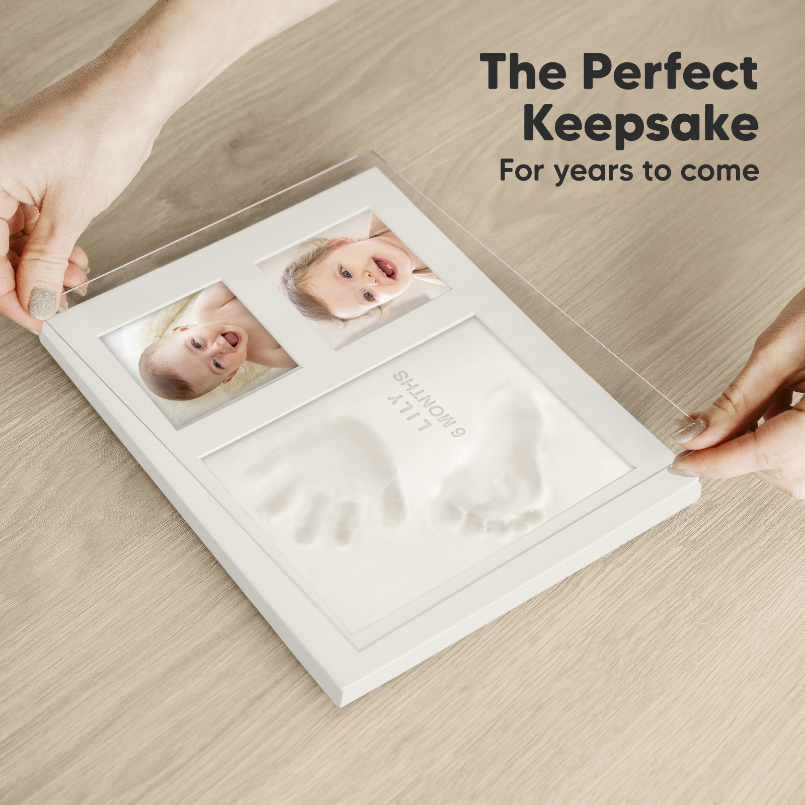 KeaBabies Baby Handprint & Footprint Keepsake Solo Frame - Alpine White, Solo Frame.